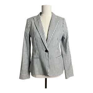 NWT Banana Republic Blazer Linen Cotton Blend Womens Jacket Pinstripe 4 Preppy